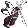 Wilson Set Completo per Principianti, 10 Mazze da Golf con Sacca, Uomini (Mano Sinistra) Stretch XL, Nero/Grigio/Rosso, WGG157550