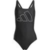 Adidas Donna Big Bars Swimsuit, Black/White, 38