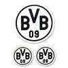 Dortmund Borussia Dortmund Adesivi in Nero, 3 Pezzi, Pellicola, 9 x 9 x 1 cm, 3 unità, 67140901