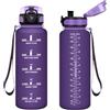 Vikastar Borraccia, 1500ml Sportiva Prova di Perdite, Borraccia Motivazionale, Sportiva Tempo, Borraccia Sportiva, con Filtro, Borracce, Bottiglia Acqua per Fitness, Scuola, Ufficio, Viola-Smerigliato