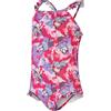 Speedo Learn to Swim Printed Frill Thinstrap Costume da Bagno per Bambina, Rosa/Viola, 2 Anni