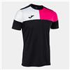Joma Maglia a Manica Corta Uomo Crew V Nero Rosa Bianco