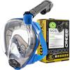 CRESSI dal 1946-Komodo Full Face Maschera Integrale Dry da Snorkeling Visione a 180°-CO2 Sicuro-Silicone 100% Anti Appannamento-Snorkel Laterale-Cinghie Elastiche Regolabili-Blu/Nero-M/L