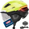 ABUS Casco da bicicletta HYP-E B.LACE - con luci anteriori, posteriori e lampeggianti e luce di stop attivabile senza fili - con visiera e paraorecchie - per biciclette e e-bike - taglia M, grigio