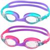 Ambienden 2 Pcs Occhiali Nuoto Bambini, Anti-Fog con Visione Chiara, Protezione UV, Regolazione Rapida, Guarnizione in Silicone, Occhiali da Nuoto Unisex per Bambini e Adolescenti da 3 a 12 anni
