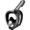 Cressi Baron Full Face Mask, Maschera Snorkeling Integrale Anti Fog, Facciale Comfort, Valvola Scarico e Snorkel Dry Unisex Adulto, Nero/Nero, M/L