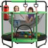 Hurtle Trampolino Elastico per Bambini 140 cm con Rete di Sicurezza, Trampolino da Interno/Esterno con Altalena, Sacco da Boxe, Anelli e 20 Palline per Giochi Bambini, Verde