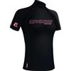 CRESSI dal 1946 - Sentinel Lady - Rash Guard a Maniche Corte Protezione Solare UPF 50+ Quick Dry Nuoto Surf Immersioni Pesca Spiaggia Piscina e Sport Acquatici - Nero/Rosa - Donna L/4