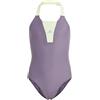 adidas Bambina Sportswear Colorblock Swimsuit Kids, Shadow Violet/Green Spark, 5-6 Years