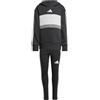 Adidas Bambina Seasonal Essentials TIBERIO 3 Stripes Fleece Leggings Set, Black/White/Grey Two, 5-6 Years