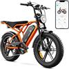 TS TST GRP LLC TST Bici Elettrica Uomo Donna 20 pollici con Batteria 48V 15Ah/ 25Ah, Fat E Bike 250W Bicicletta Elettrica Pedalata Assistita Adulto, Ghiaia E Bicicletta City, Controllo APP, Deragliatore a 7 Velocità