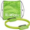Relaxdays Bluefinity Anello da Pilates con Esercizi, Doppia Impugnatura, Imbottito, Ø 37cm, Fitness Ring, Allenamenti Yoga, Verde