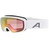 ALPINA SCARABEO JR. Q-LITE - Maschera da sci OTG specchiata per bambini, comfort ottimale grazie al Comfort Frame, protezione UV 100%, white matt