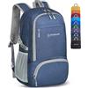 ZOMAKE Zaino Pieghevole Ultraleggero, Zainetto Leggero Ripiegabile da Viaggio 30L, Richiudibile Backpack Salvaspazio Trekking Piccolo Tascabile per Uomo Donna (Blu Marino)