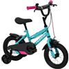 Huffy So Sweet - Bicicletta da bambina 12 pollici, con ruote di supporto, per bambini 3-5 anni (100-125 cm), telaio in acciaio, freni a mano, paratena chiusa, colore: Blu