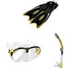 Cressi Palau Pinne Regolabili per Immersioni, Apnea e Snorkeling, Unisex, Nero/Giallo, M/L (41/44) + Matrix Soft Silicone, Trasparente/Giallo + Alpha Ultra Dry Snorkel con Autorespiratore