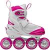 ROCES Moody X Girl - Pattini in Linea per Bambina e Ragazza - Pattino a Rotelle Allungabile con Pulsante, Telaio in Alluminio e Cuscinetti ABEC 3 (White-Pink, 30-35)