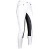 HKM Reithose -Basic Belmtex Grip- 3/4 Besatz 5909, Pantaloni Da Equitazione Donna, Bianco (Weiß/Schwarz), 34