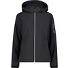 CMP Giacca in Softshell da Donna con Cappuccio Removibile, Antracite-Deep Lake, XXS