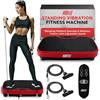 Hurtle Pedana Vibrante Dimagrante, Vibration Plate per Tonificazione e Brucia Grassi, Piastra Vibrante con Bande di Resistenza, Ruote, Telecomando e Velocità Regolabile, Allenamento Completo Casa