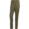 adidas Uomo Workout Essentials all-Set 3-Stripes Knit Pants, Olive Strata/Black, S