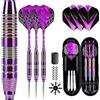 Himmbods Set di 3 Freccette con Punta in Metallo, con Asta in Alluminio, Set Professionale con Punta in plastica + 3 Alette Extra per Freccette, 3 Pezzi di Ricambio in plastica, per Principianti o