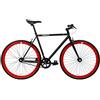 FabricBike Originale - Bicicletta Fixed Gear Bike, Ruota 28 pollici, Bicicletta a Pignone Fisso, Bici Single Speed, Telaio Acciaio Hi-Ten, 10,45 kg (taglia M). (Matte Black & Red, M-53cm)
