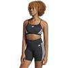 adidas Aeroreact Training 3-Stripes Light Support Workout Bra, Reggiseno Sportivo Donna, Black/White, 2XS A-C