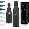 Motswedi Borraccia Termica 500ml, Borraccia Acciaio Inox, Doppio Isolamento Termico, Bottiglia Termica per Freddo e Caldo, Bottiglia d'Acqua a Prova di Perdite per Scuola, Lavoro, Ufficio, Nero-6C