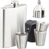 Relaxdays Fiaschetta, Set in Acciaio 7 Accessori, Borraccia da Taschino da 200 ml & 4 Bicchieri,Camping & Eventi,Argento