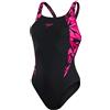 Speedo Donna Hyperboom Splice Muscleback Swimsuit | ClaSic Design | Quick Drying | Training | FitneS | Chlorine Resistant, Hyper Black/Elec Pnk/Ecstatic, 38