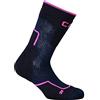 CMP - Calza da trekking per bambini in lana media, Blue Ink-Purple Fluo, 28/30