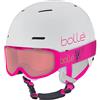 Bollé - COMBO B-FUN JR ROCKET, Bianco e Rosa Opaco, Vermiglio Cat 2, Extra Small-Small, Caschi da neve, Unisex, Bambini