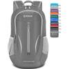 ZOMAKE Zaino ultra leggero e ripiegabile da 25 l, zaino pieghevole da escursionismo, impermeabile, compatto, per viaggi, grigio argento, dimgray (grigio)