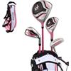 Precise Set di mazze da golf rosa per bambine dai 3 ai 5 anni (altezza da 3 a 3 '8), solo per mancini, il set include: driver, legno ibrido, ferro n. 7, putter, borsa con supporto e 2 copritesta