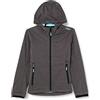 CMP - Giacca in softshell melange da bambini con cappuccio fisso, Nero Mel.-Acqua, 128