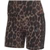adidas Femme Seasonal Essentials Leopard Print Biker Shorts with 3-Stripes, MULTICOLOR/earth strata, XXS