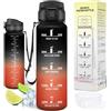 Motswedi Borraccia 1 Litro, senza Cannuccia, Borraccia Palestra, Bottiglia Acqua, a Prova di Perdite, Plastica Borracce Sportiva 1l, per Ufficio, Sport, Palestra, Ciclismo, Nero & Rosso