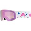 ALPINA FERNIE Q-LITE - Maschera da sci specchiata per bambini, lenti OTG contrastanti e polarizzate, ideale per chi porta gli occhiali, protezione UV 100%, white-confetti matt