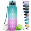 Grsta Borraccia Palestra, Borraccia 1.5 L, A Prova Di Perdite, Borraccia Sportiva senza BPA, con Indicatore del Tempo Motivazionale, per Palestra, Bicicletta, Scuola, Ufficio - Polvere verde