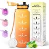 Motswedi Borraccia 1.5 l, a Prova di Perdite, Borraccia Sportiva, Bottiglia Motivazionale con Scala di Idratazione, senza Cannuccia, Bottiglia acqua, per Ciclismo, Sport, Giallo ambrato & Arancione