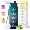 Motswedi Borraccia 1.5 l, a Prova di Perdite, Borraccia Sportiva, Bottiglia Motivazionale con Scala di Idratazione, senza Cannuccia, Bottiglia acqua, per Ciclismo, Sport, Palestra, Verde scuro&Grigio