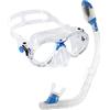 CRF6X Cressi Marea Jr Maschera Subacquea a Due Vetri Separati + Mini Dry Snorkel, Trasparente/Blu