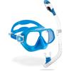 Cressi Rombo + Mini Dry Combo Azure Clear/Azure - Combo Set Junior Maschera Rombo e Snorkel Mini Dry, Trasparente/Azzurro, Taglia Unica