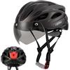 Favoto Casco Bici Adulti con Luce LED e Visiera Magnetica, Titanio