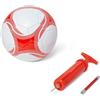 Amazon Basics - Pallone Calcio Misura 3 con Pompa, Pallone Allenamento, Struttura in PVC Resistente, Camera d'Aria in Butile, Uso Interno ed Esterno, Pallone da Gioco Cucito a Macchina, Bianco e Rosso