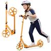 FANTASK Monopattino pieghevole in altezza, pratico monopattino sportivo con ruote a LED e cuscinetti a sfera ABEC-7, portata 100 kg (arancione)