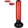Relaxdays Sacco Boxe da Terra, Punching Bag Autoportante per Casa, da Gonfiare, per Bambini, Altezza 160 cm, Rosso/Nero