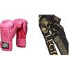 Leone 1947 Guanti Boxe Maori Guanti Da Boxe, Unisex Adulto, Rosa, 10 Oz M & Ab705 Bendaggi, Unisex Adulto, Nero, 3.5