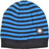 Inter Cappello Cuffia Rigato con Interno in Morbido Cotone, Logo Gomma Cucito, Misura Neonato 0-24 Mesi. Prodotto Ufficiale 151403
